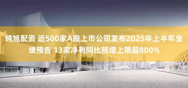 纯旭配资 近500家A股上市公司发布2025年上半年业绩预告 13家净利同比预增上限超800%